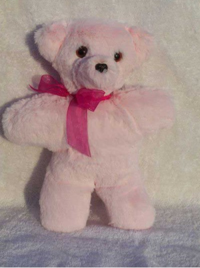 Little Cherry | Small handmade teddy bear in soft pink fur