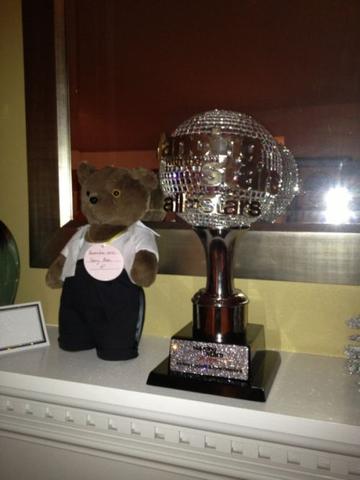 Tony Dovolani's DWTS trophy with his Tony Bear