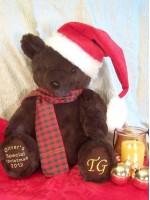 Noel 2012 | Handmade Christmas bear with a scarf and Santa Hat