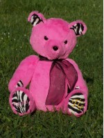 Savannah | Hot pink custom teddy bear with zebra print accents