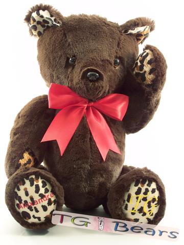 Moyo Bear with chocolate fur and leopard print accents