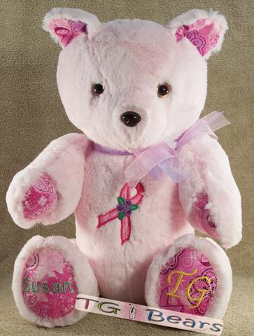 Handmade teddy bear to raise breast cancer awareness and support National Breast Cancer Foundation